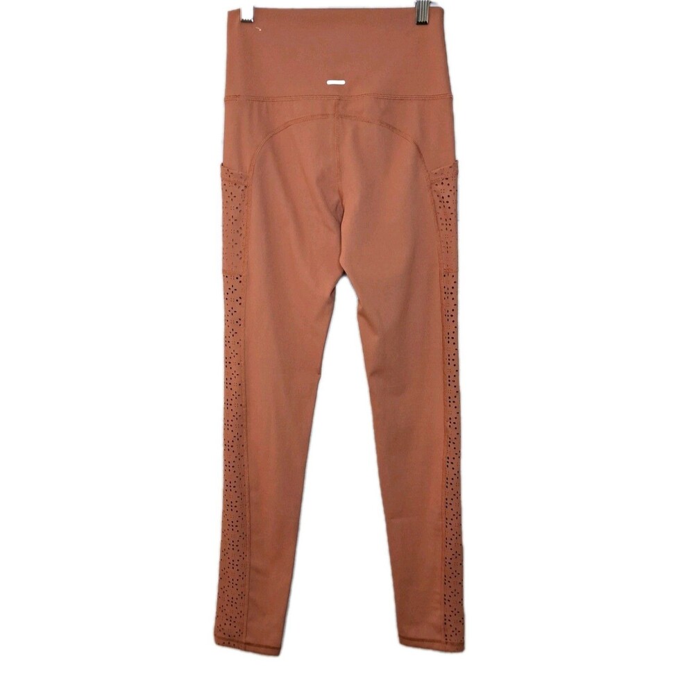 Aerie Chill Play Move Leggings Size M High Waisted Pockets Laser Cut Sides Rust - Picture 7 of 11